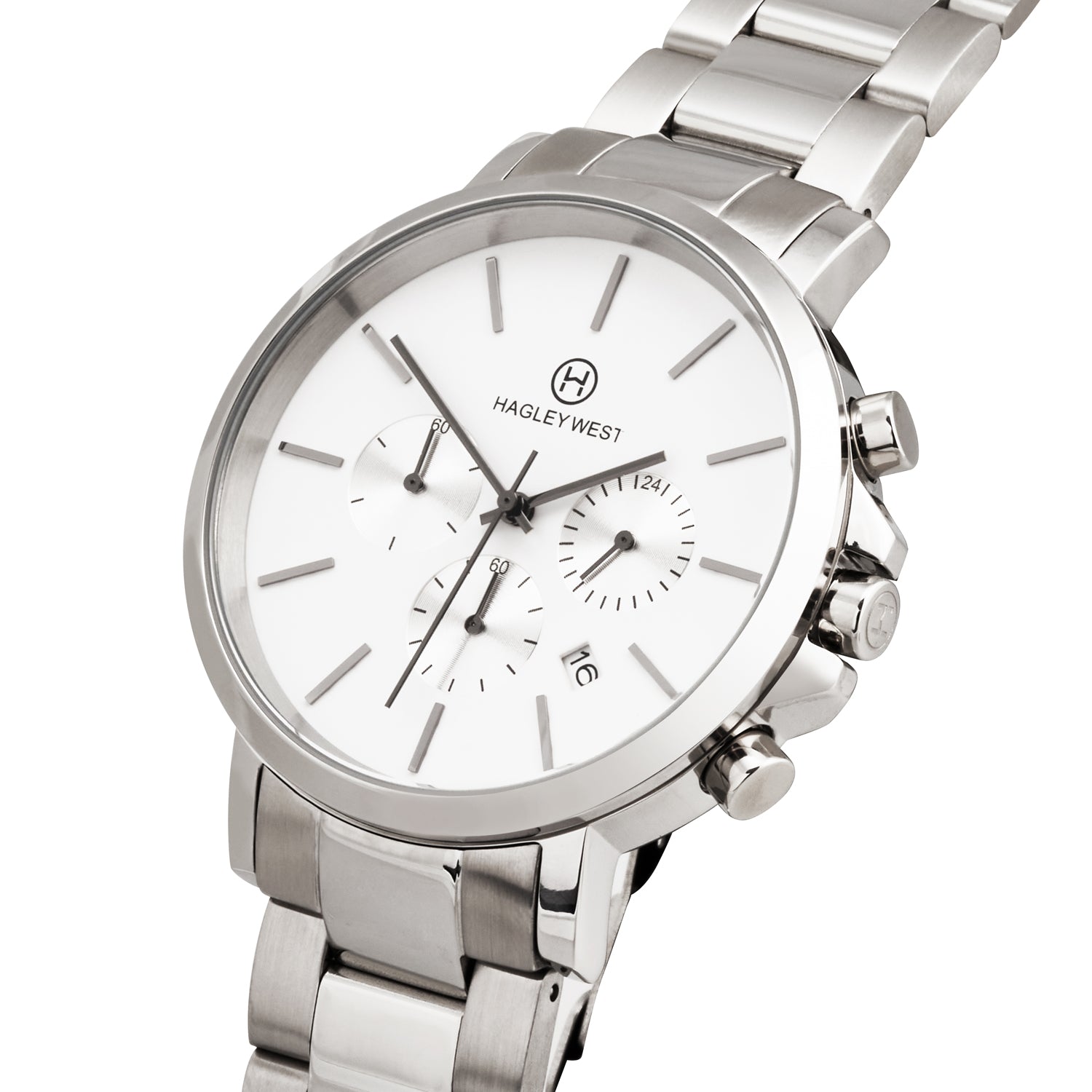 Chrono Collection | White & Silver Watch | Men's Watches | Hagley West