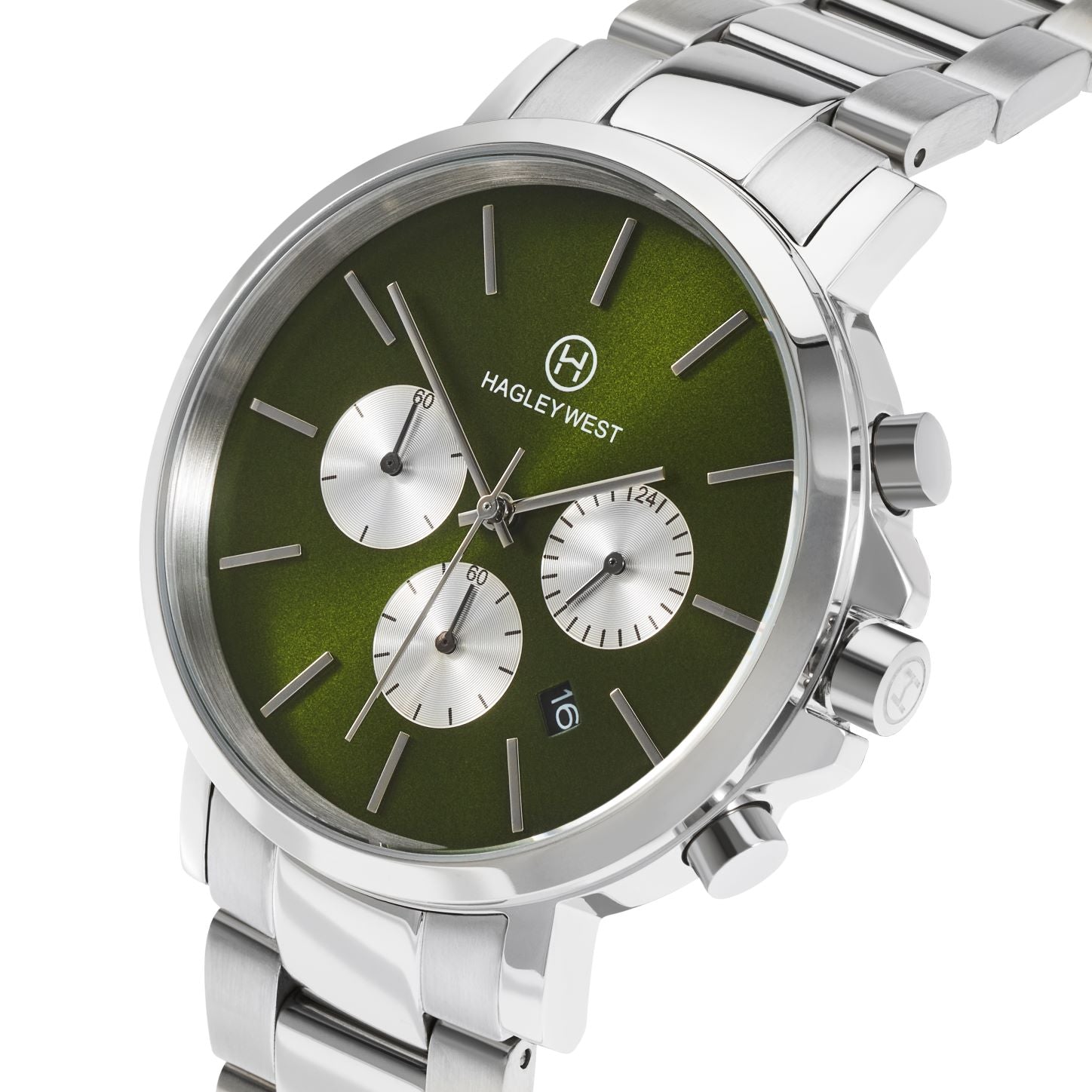 Chrono Collection | Green & Silver Watch | Men's Watches | Hagley West