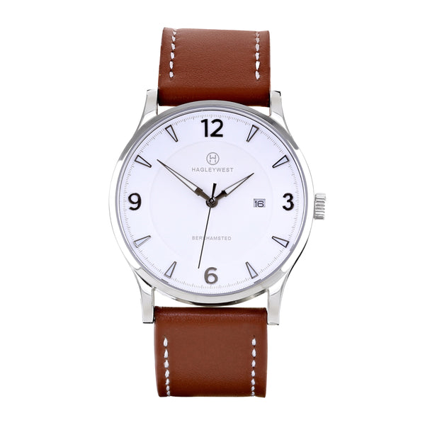 Entrepreneur Risk | White & Brown Leather Watch | Men's Watches | Hagley West